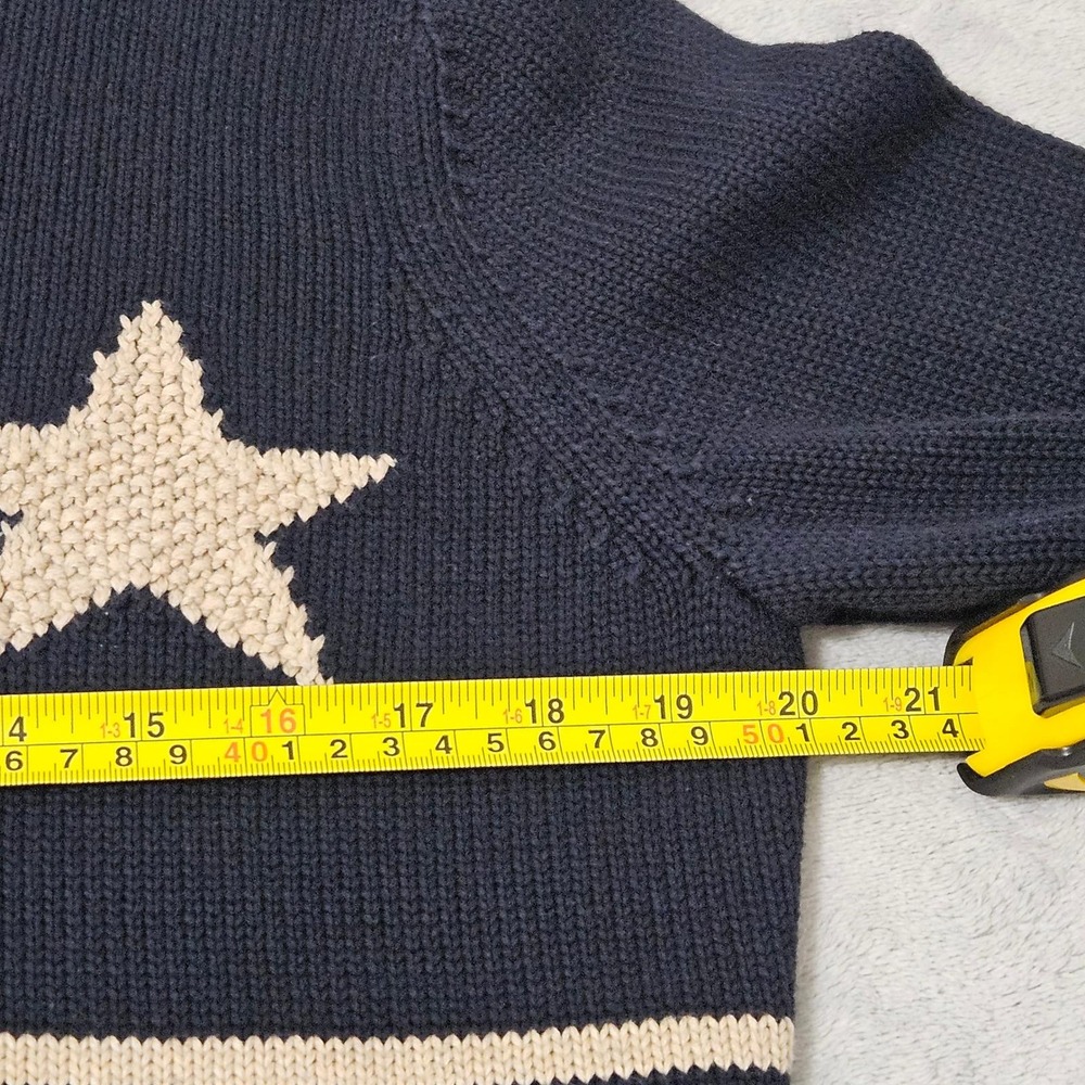 Y2K Casual Corner Navy Star Stripe Knit Sweater Coastal Nautical Old Money Large - Picture 6 of 9